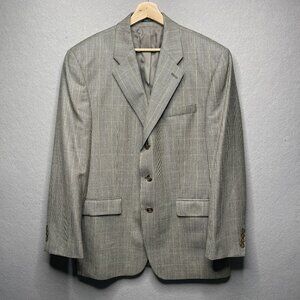 Lauren Ralph Lauren Mens Blazer Jacket Plaid Gray Wool & Silk Blend 42R